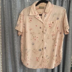 Floral Button-Up Linen Blend Shirt